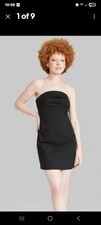 Wild Fable Women's Twill Tube Bodycon Dress Black Size Medium