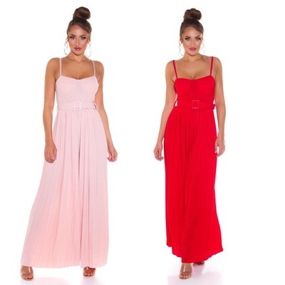 Womens Stylish Belted Heart Neck Straps Wide Leg Full Jumpsuit New