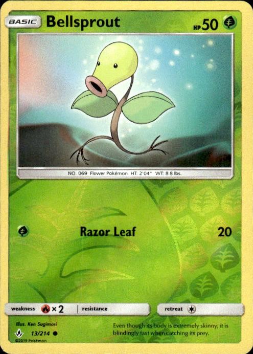 Pokemon Reverse Holo Bellsprout SM - Unbroken Bonds 13/214 LP