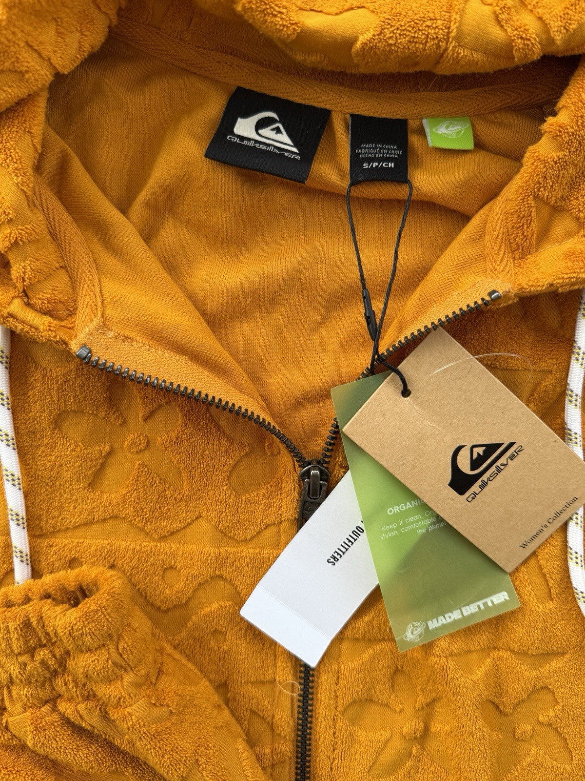 Quiksilver Orange Hoodie BNWT Nomad Culture Oversized S RRP £60 Textured Zip Up image 7