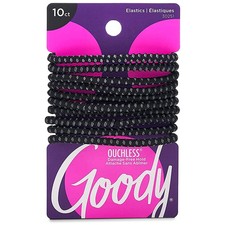 Ouchless No Slip Hair Ties, 10 Ct, Black, 4MM Rubber Bands, SlideProof, Pain-...