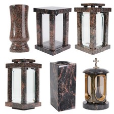 Articolo per tomba in granito gioielli per tomba cimitero vaso lampada base aurora rosso grigio