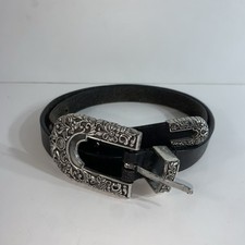 Chico's black leather western retro style womens belt size small