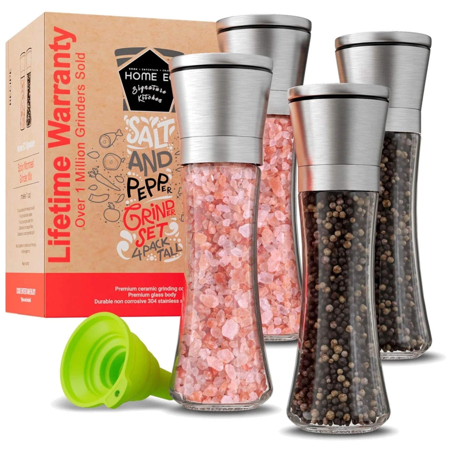 Adjustable Ceramic Salt Pepper Shakers - Set of 4