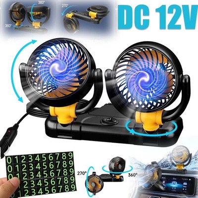Auto Lüfter Kfz Ventilator Doppellüfter Autoventilator DC 12V Beidseitig drehbar