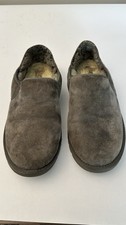 UGG Men's Gray Suede Slip-On Shearling Lined Comfort Slippers Size 11