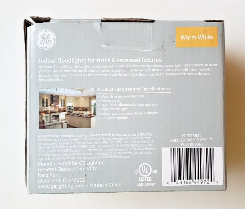 GE Classic LED Indoor Floodlight PAR20 Medium Base 3X Life Warm White 2 Bulbs - Image 2 of 2