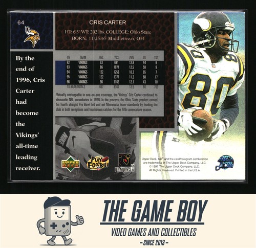 1997 Upper Deck UD3 #64 Cris Carter Minnesota Vikings - Picture 2 of 2