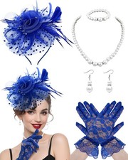 Bnsikun 5Pcs Fascinators Hat for Women Tea Party Veil Mesh Headband Feather Hat
