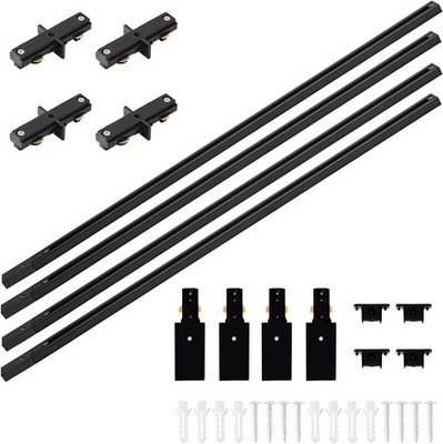 H Track Lighting Rails 13FT H Type Track Rails Kit with End Caps and Live End Fe