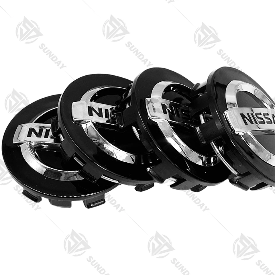 Set of 4 Black with chrome Wheel Center Cap 54mm For Altima Maxima Murano Car Foto 2 de 4
