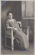 Seated Woman Portrait Preston Arts Crafts Chair Jamieson RPPC 1910s Postcard