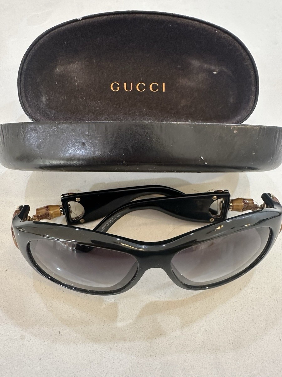 Vintage Gucci Black Bamboo Horsebit Sunglasses GG 2970/S D287V