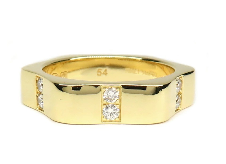 Montblanc 4810 Collection Diamond 18k Yellow Gold Star Hexagonal Band Ring EU 54