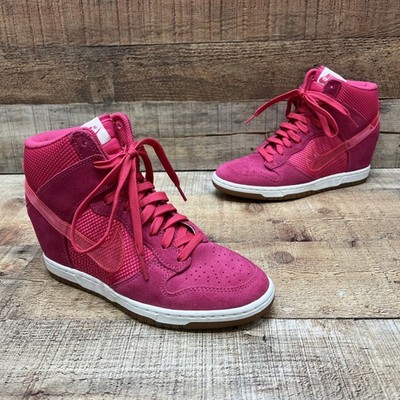 Nike Dunk Sky Hi Hidden Wedge 579763-600 Mesh Pink Force Sneakers Size 8 NICE!