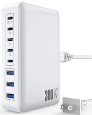 300W GaN USB C Charging Hub - 8-Port PD 100W for MacBook iPhone Galaxy