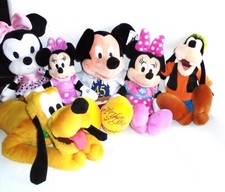 Lot of 6 Disney Park Mickey, Minnie- 3 , Goofy and Pluto Plush from 10" to 16"