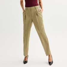 Nine West High Rise Straight Leg Trousers Pants Womens 14 Taupe Business NEW