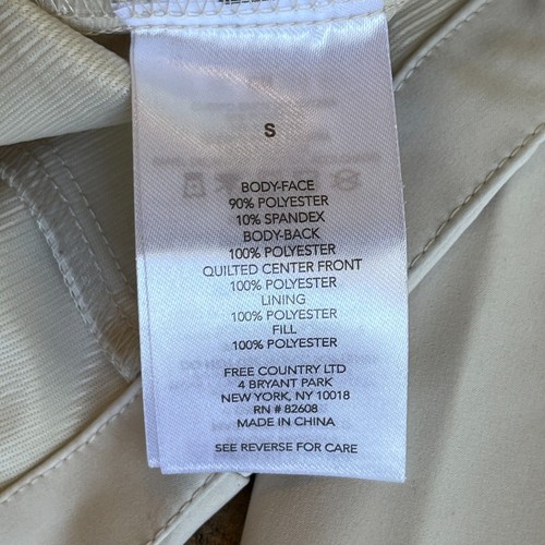 Free Country Small Beige White Puffer Quilted Hoodie Jacket Softshell Outdoors - Picture 5 of 7