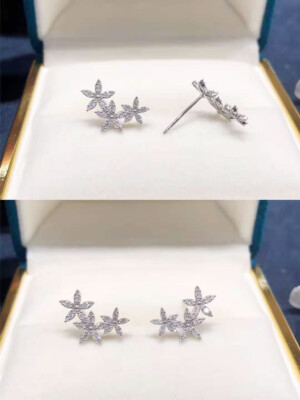 Women Cute Cubic Zircon Stud Earring 925 Silver Filled,Gold Women Jewelry