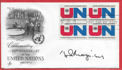 Patrick Moynihan U.S. Senator, Ambassador SIGNED ''UN First Day Cover 1970''