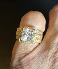 HSN Sterling Silver Gold Vermeil CZ Ring Size 7.25  EB513 