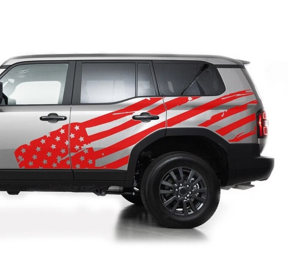 Kit de calcomanías de diseño gráfico de bandera estadounidense lateral para Toyota Land Cruiser Foto 4 de 4