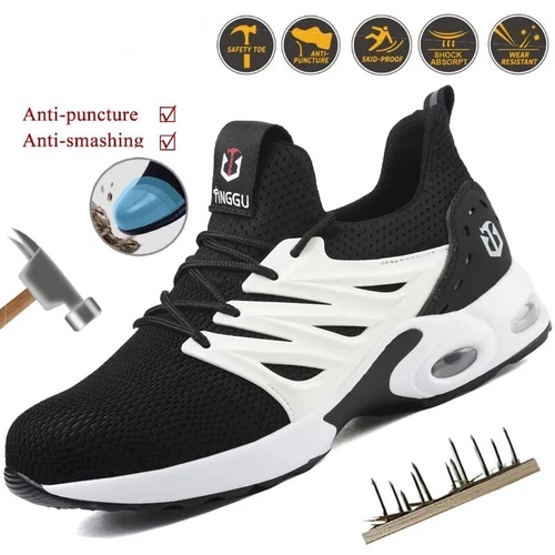 Damen Luftpolster Arbeitsschuhe Männer Stahlkappe Turnschuhe Sicherheit Sicherheit Wanderschuhe - Bild 2 von 18