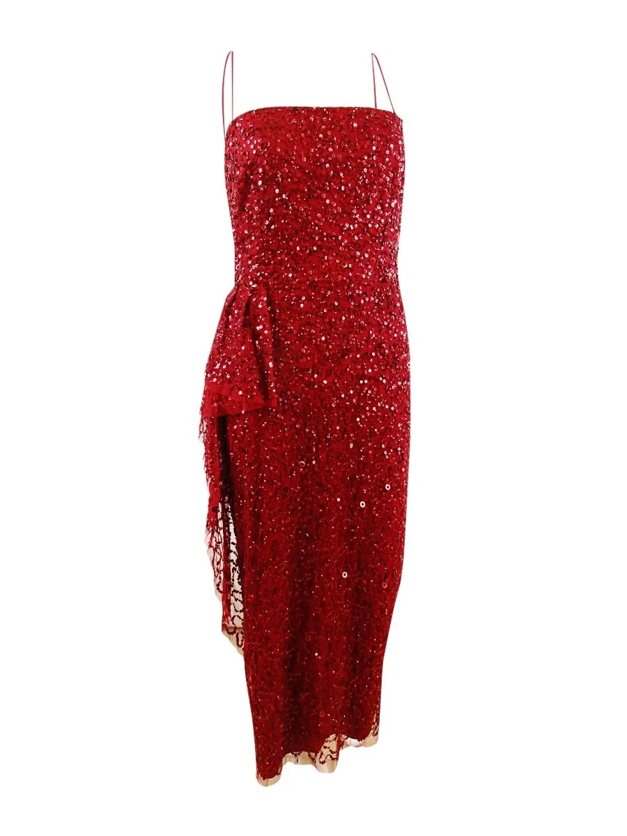 Adrianna Papell Women s Beaded Column Dress 16 Cranberry eBay