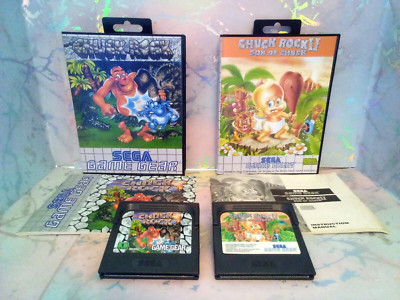 Sega Game Gear Chuck Rock und Chuck Rock 2 Bundle Boxed Neu Clam Case