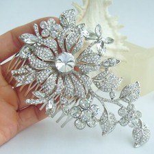 Elegant Orchid Flower Pendant Hair Comb Austrian Crystal HC04712