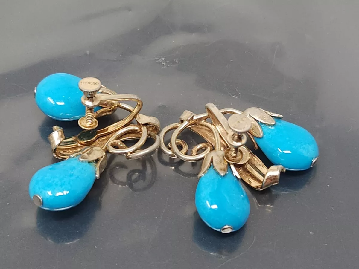RARE Vintage South Western Sterling Silver Turquoise Flowers