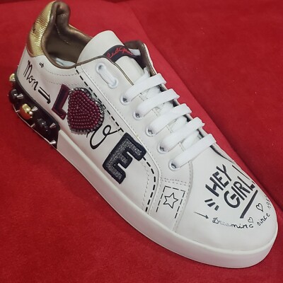 近年DOLCE&GABBANA DGロゴ スニーカー ホワイト DOLCE & GABBANA DG Logo Man Sneaker Shoes PORTOFINO White Leather