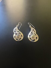 Opal Swirl Dangle Earrings Sterling Silver