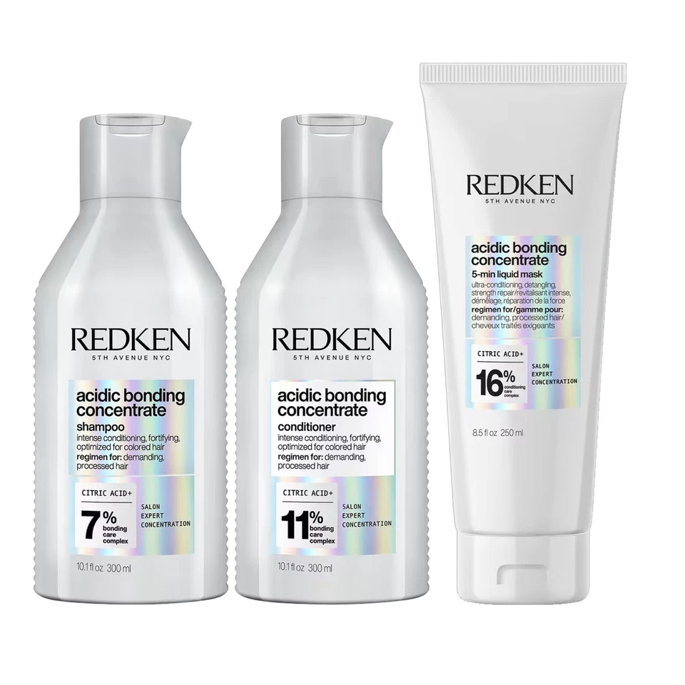 Redken Acidic Bonding Concentrate Shampoo, Conditioner, 5 Minute Liquid Mask SET - Image 2 of 2