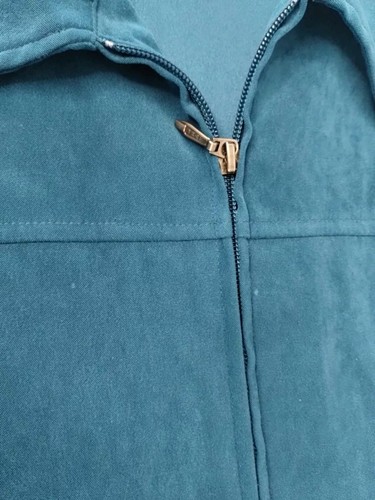 Croft & Barrow Women Top Jacket Faux Suede Full Zip Stretch Shacket L Blue/Teal - Picture 14 of 17