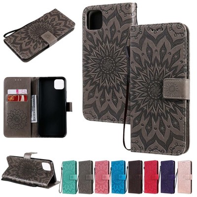 For Oppo Realme 9 C31 C35 Reno 7 New 3D Embossed Sunflower PU Leather Case Cover