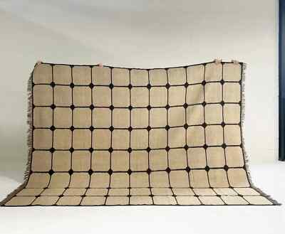 Cream Neutral Handmade Scandinavian Rug - Wool Jute Modern Kilim Area Carpet