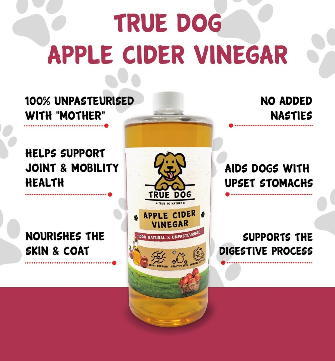 Apple Cider Vinegar for Dogs 1ltr Unpasturised, Natural Dog