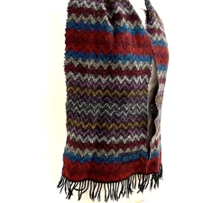 MISSONI STRIPES RED RECTANGLE  WOOL Blend scarf 62/11 in  #L