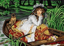 "Yong Lady in a Boat" Printed Canvas for Tapestry Needlepoint Orchidea 2864R