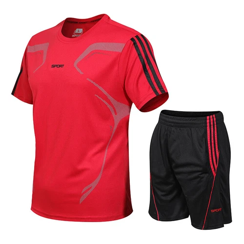 Conjuntos de correr para hombre Ropa deportiva de verano Gimnasio Fitness Trajes Camisetas + Deportes cortos - Imagen 1 de 10