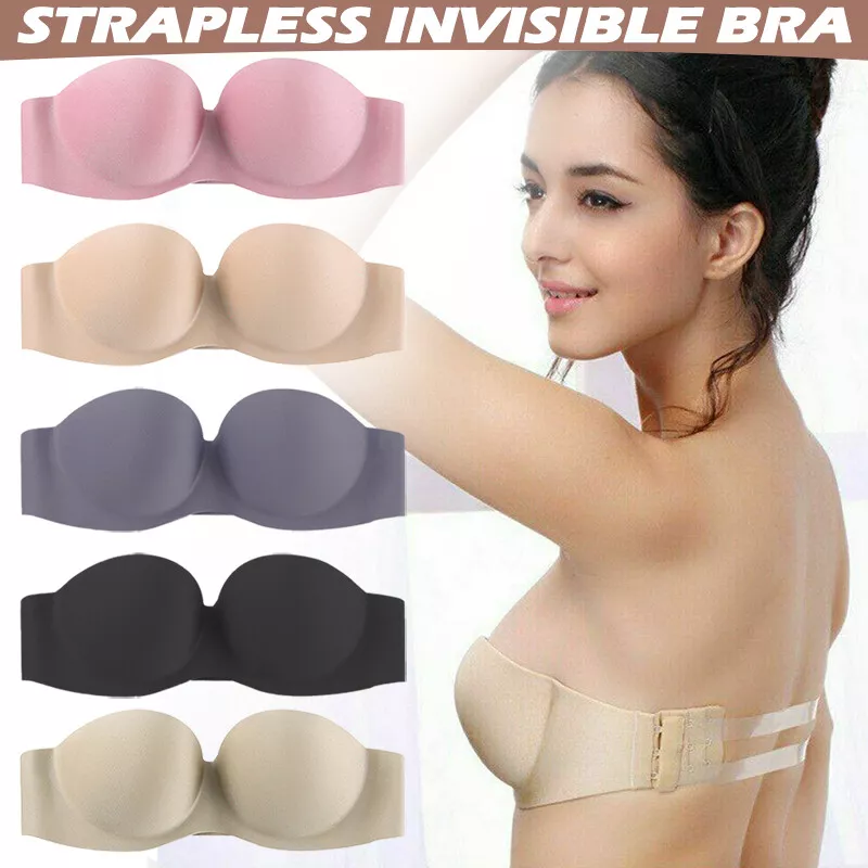 Strapless Padded Push Up Bra Clear Back Straps Bras Wedding Party Invisible  Bra