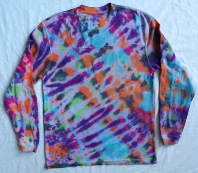 Tie Dye Purple Black Striped Crew Neck Sweater Medium Mens Hand Made  Cotton