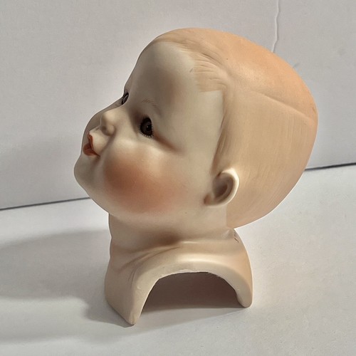 Vtg Bisque CHILD DOLL HEAD For 15” Dolls Brownish Eyes Sculpted Blonde Hair - Picture 2 of 8