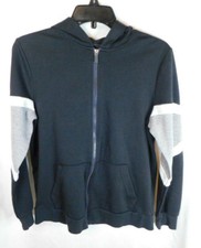 Athletic Works Boys Black  Gray Hoodie Zip Front, Pockets Size XL