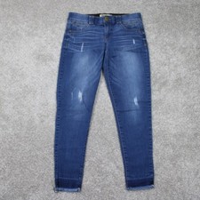 Democracy "Ab" Technology Jeans Womens 6 Blue Distressed Denim w/ 26" inseam