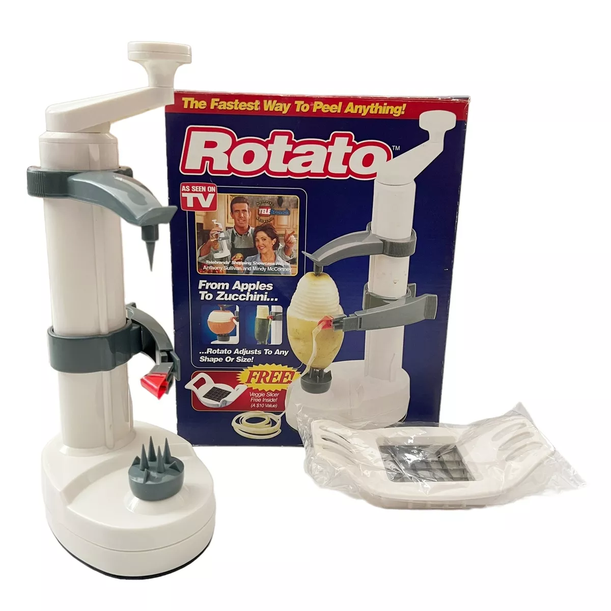 Telebrands Rotato Potato Vegetable Peeler Slicer As Seen On TV White