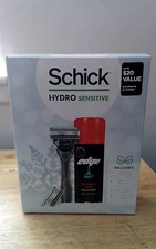 Schick Hydro Sensitive Shave Mens Gift Set-Razor Handle, Refill Cartridges,Gel