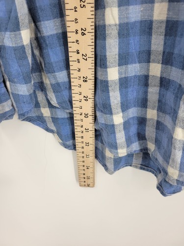 Gap Shirt Mens XL Blue Plaid Linen Blend Long Sleeve Button Up Preppy Office - Picture 6 of 8